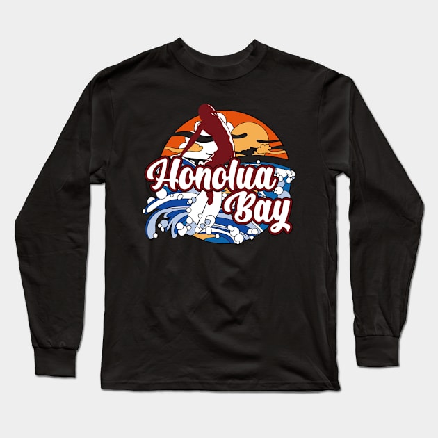 Honolua Bay surfing trip gift. Perfect present for mother dad father friend him or her Long Sleeve T-Shirt by SerenityByAlex